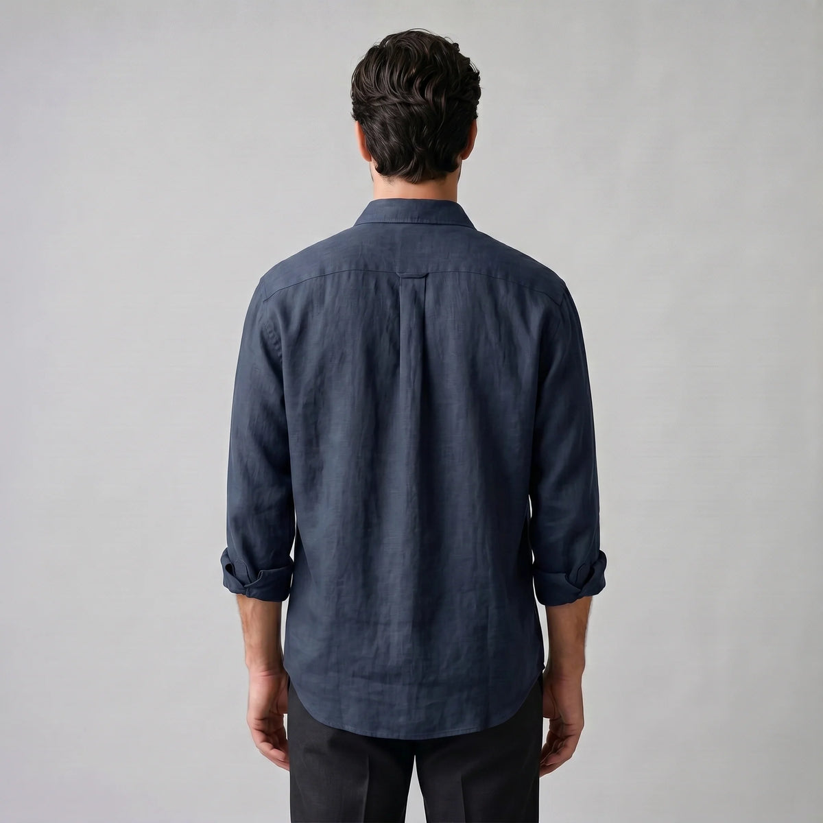 Herren Oversize Langarmhemd mit Spitzkragen