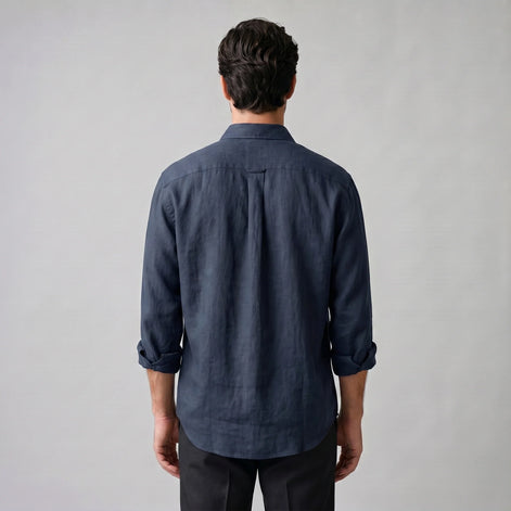 Herren Oversize Langarmhemd mit Spitzkragen