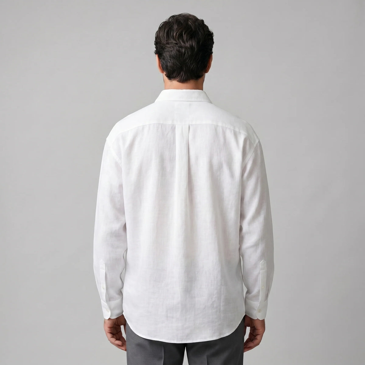 Herren Oversize Langarmhemd mit Spitzkragen