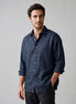 Herren Oversize Langarmhemd mit Spitzkragen