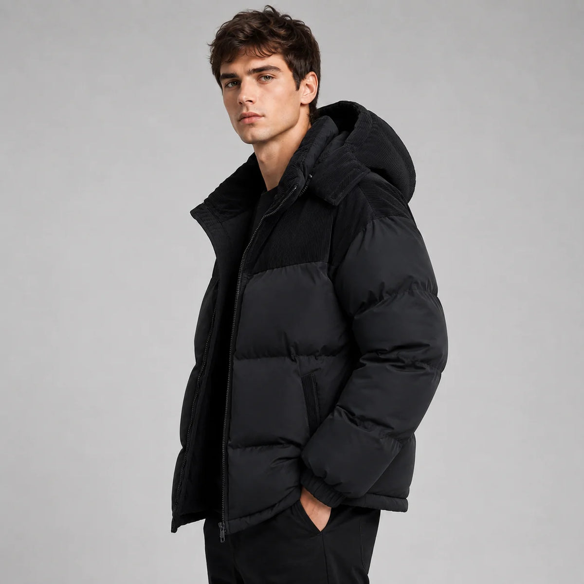 Herren Oversized Steppjacke mit Kapuze