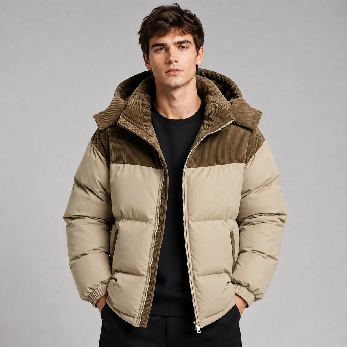 Herren Oversized Steppjacke mit Kapuze