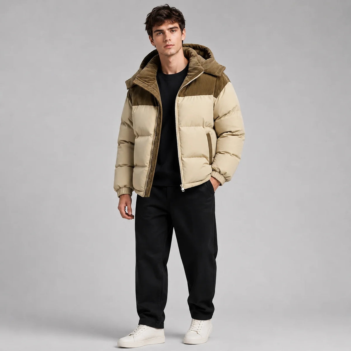Herren Oversized Steppjacke mit Kapuze