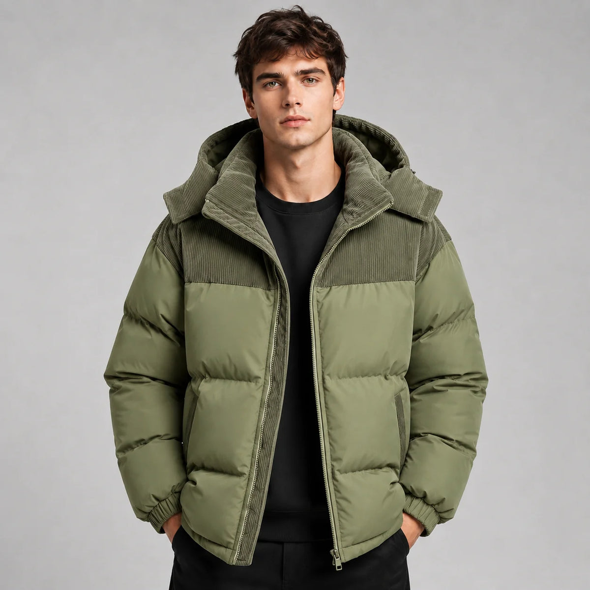 Herren Oversized Steppjacke mit Kapuze