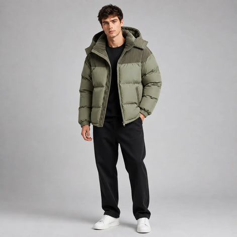 Herren Oversized Steppjacke mit Kapuze