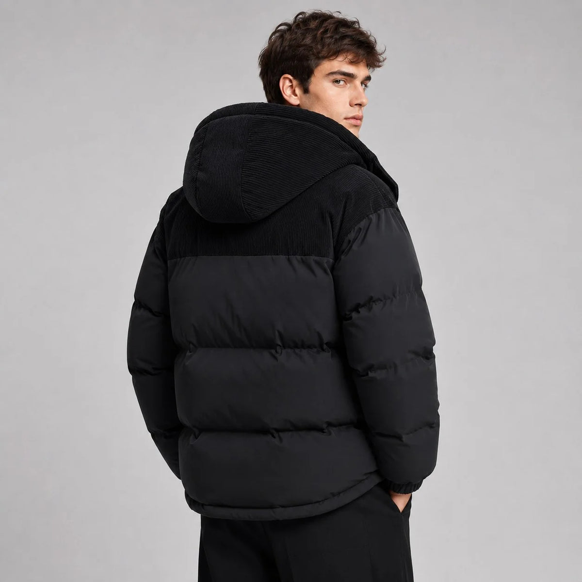 Herren Oversized Steppjacke mit Kapuze Wintermantel