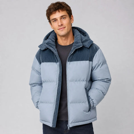 Herren Oversized Steppjacke mit Kapuze Wintermantel