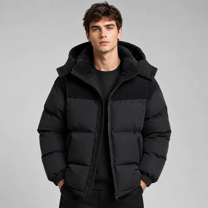 Herren Oversized Steppjacke mit Kapuze