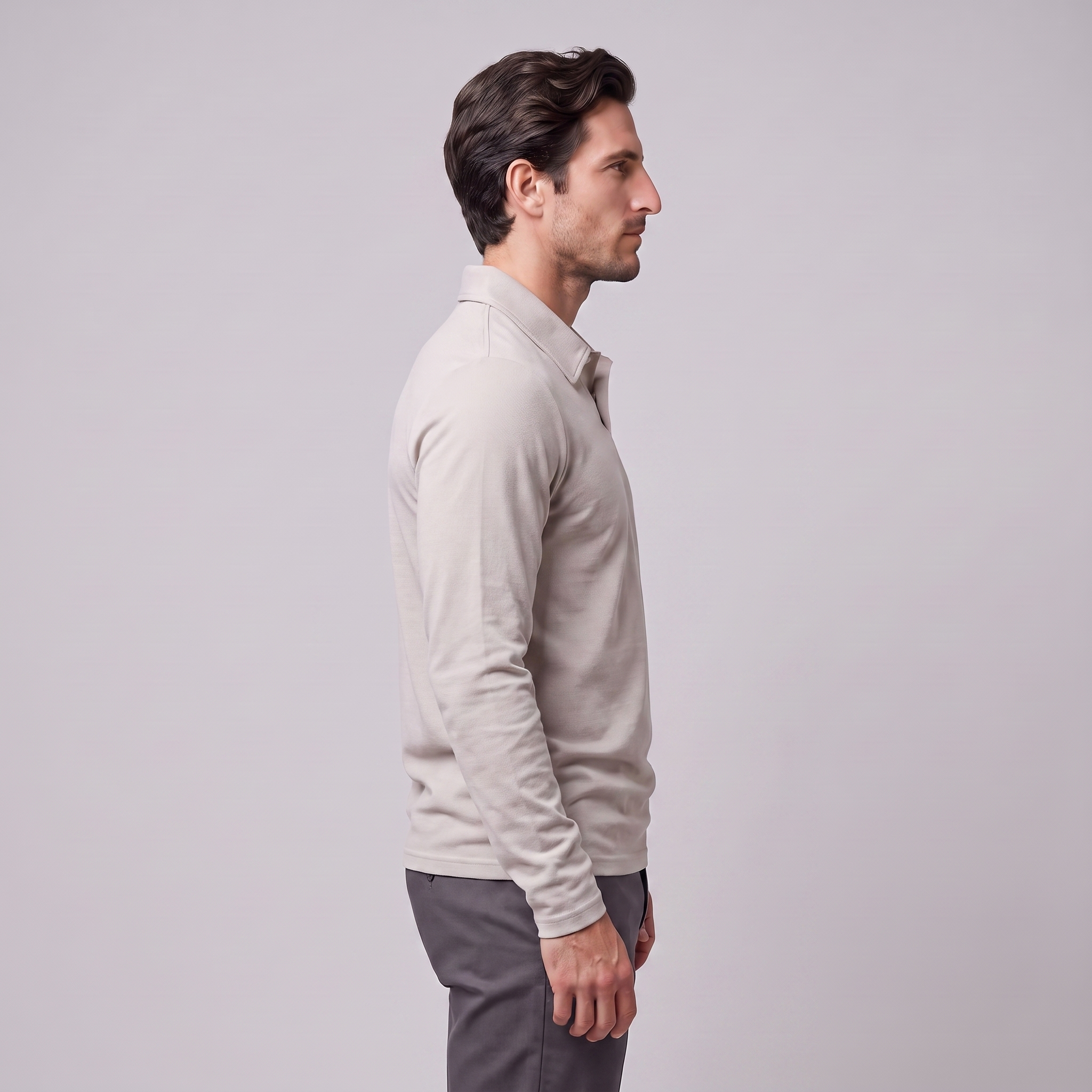 Herren Piqué-Poloshirt mit langen Ärmeln