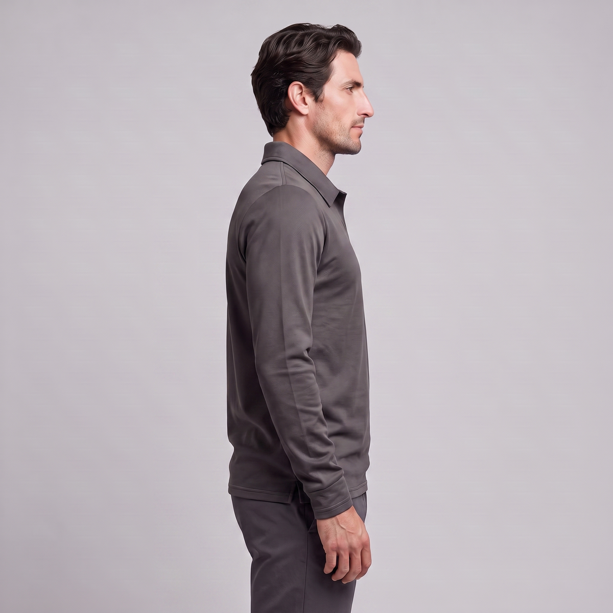 Herren Piqué-Poloshirt mit langen Ärmeln