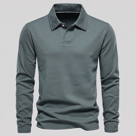 Herren Piqué-Poloshirt mit langen Ärmeln