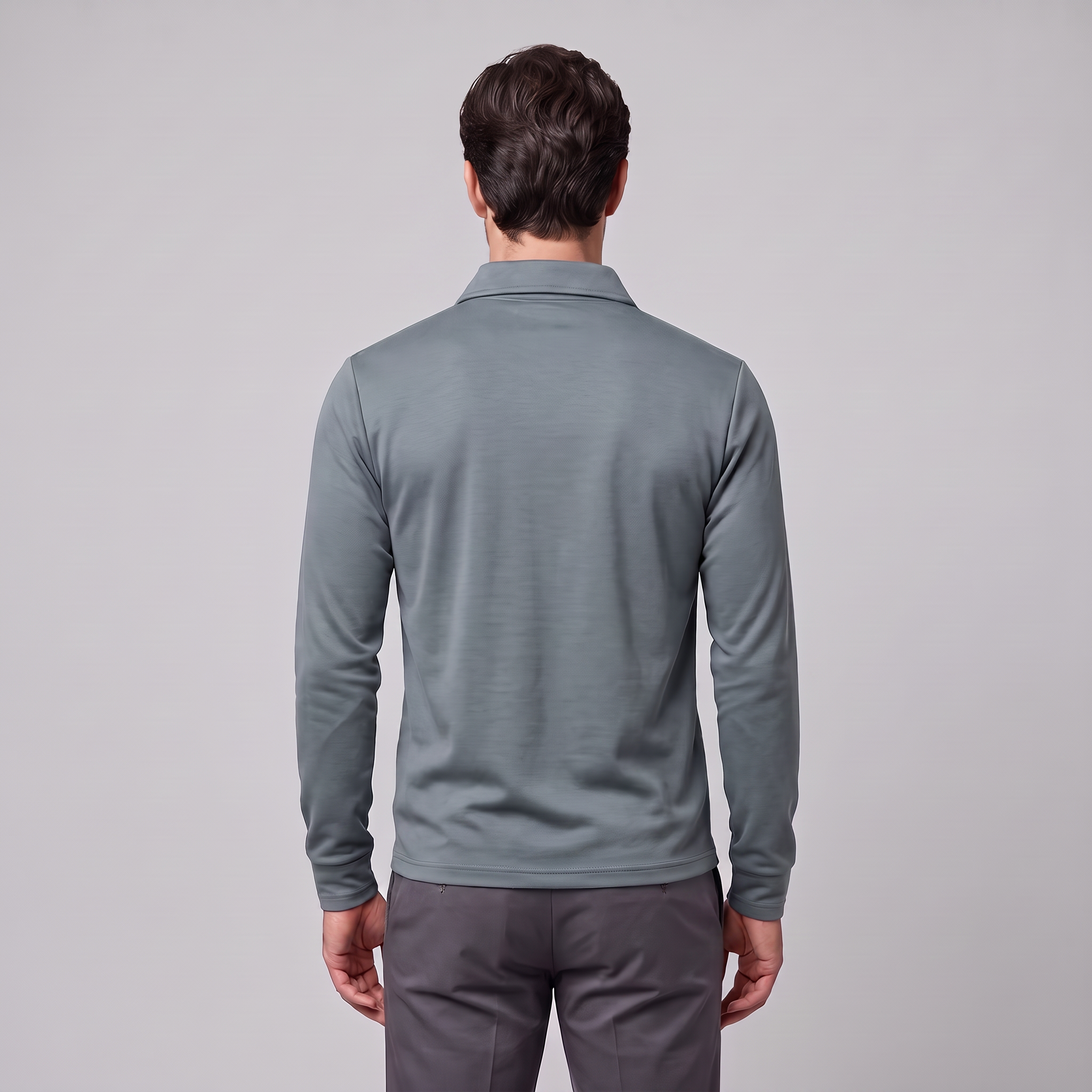 Herren Piqué-Poloshirt mit langen Ärmeln