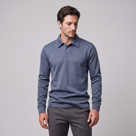 Herren Piqué-Poloshirt mit langen Ärmeln