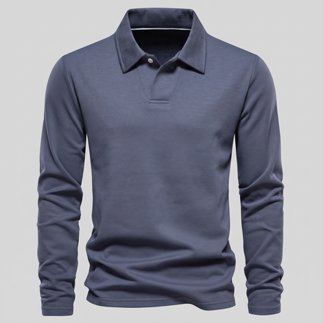 Herren Piqué-Poloshirt mit langen Ärmeln