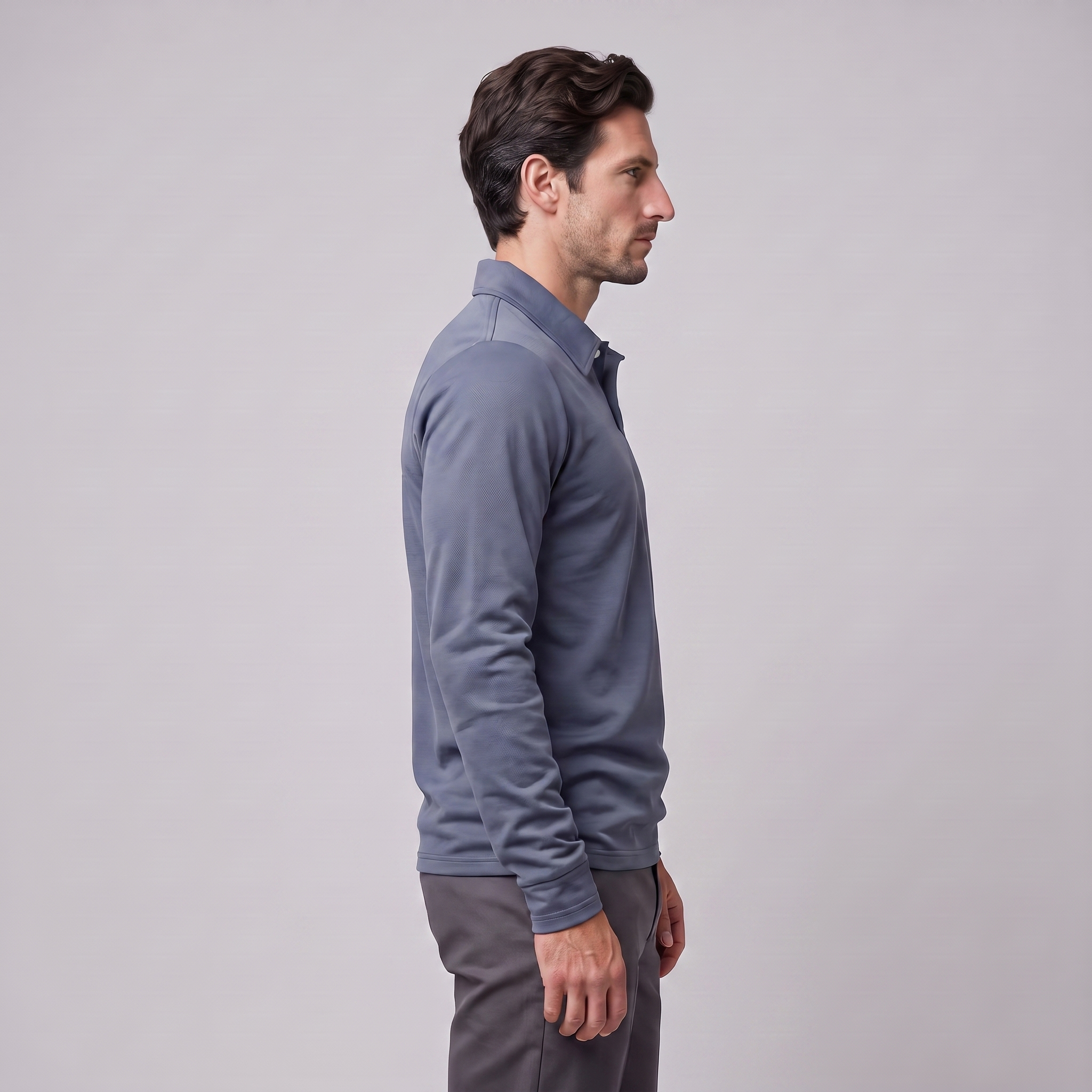 Herren Piqué-Poloshirt mit langen Ärmeln
