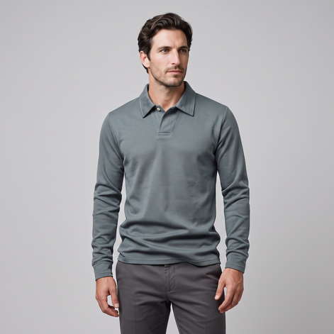 Herren Piqué-Poloshirt mit langen Ärmeln