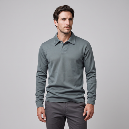 Herren Piqué-Poloshirt mit langen Ärmeln