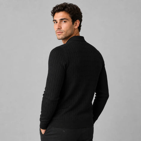 Herren Polo Pullover mit Kontrastkragen und weiter Passform
