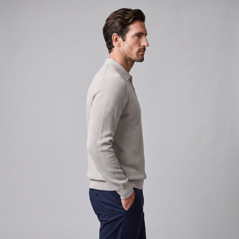 Herren Polo-Pullover mit Rippstruktur und Quarter-Zip