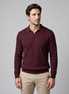 Herren Polo-Pullover mit offenem Kragen und Rippstruktur