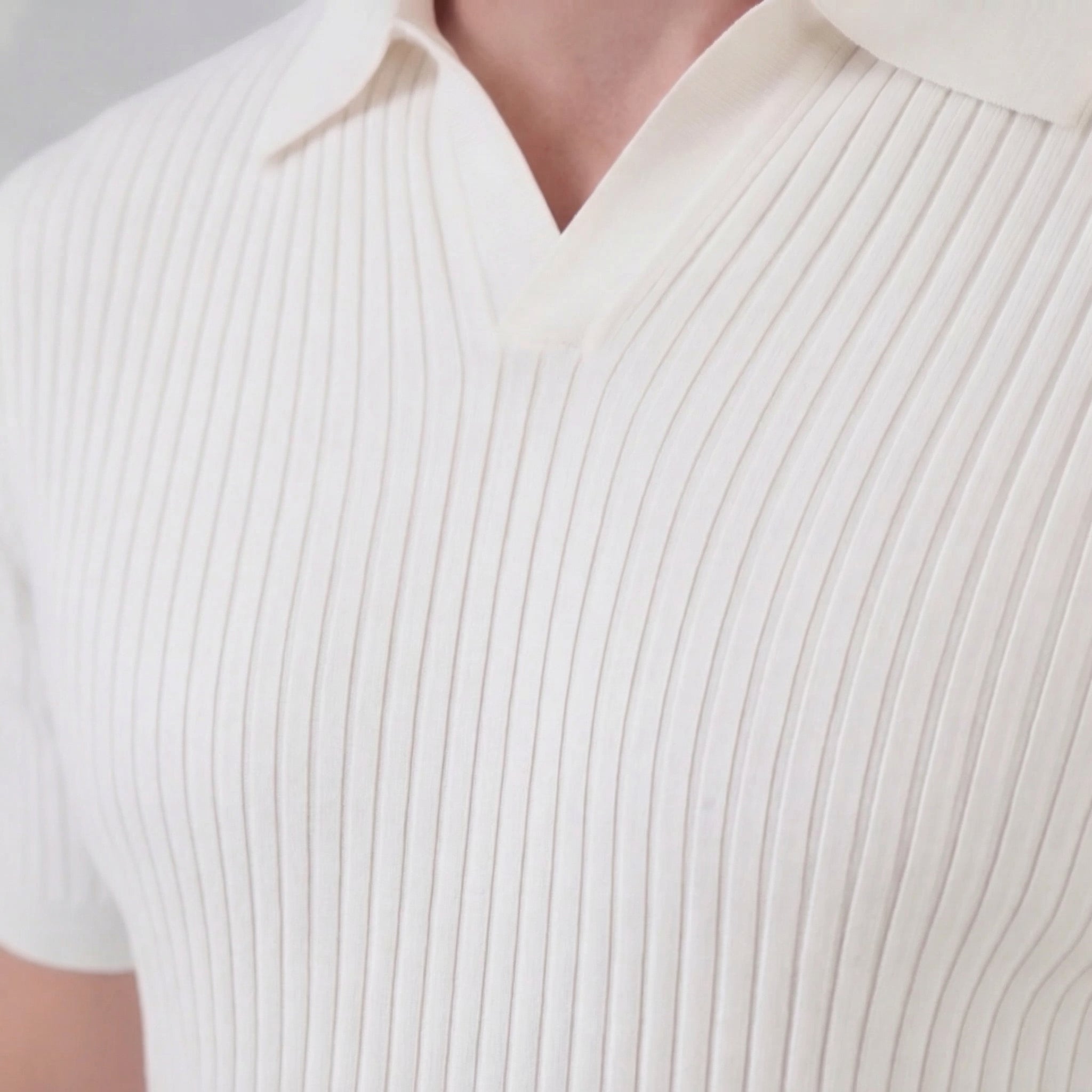 Herren Polohemd Mit Gerippter Strickstruktur Kurzarm
