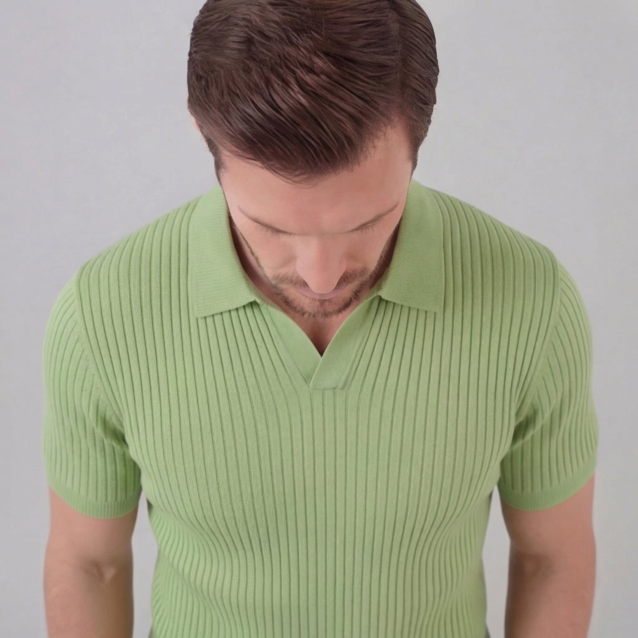 Herren Polohemd Mit Gerippter Strickstruktur Kurzarm