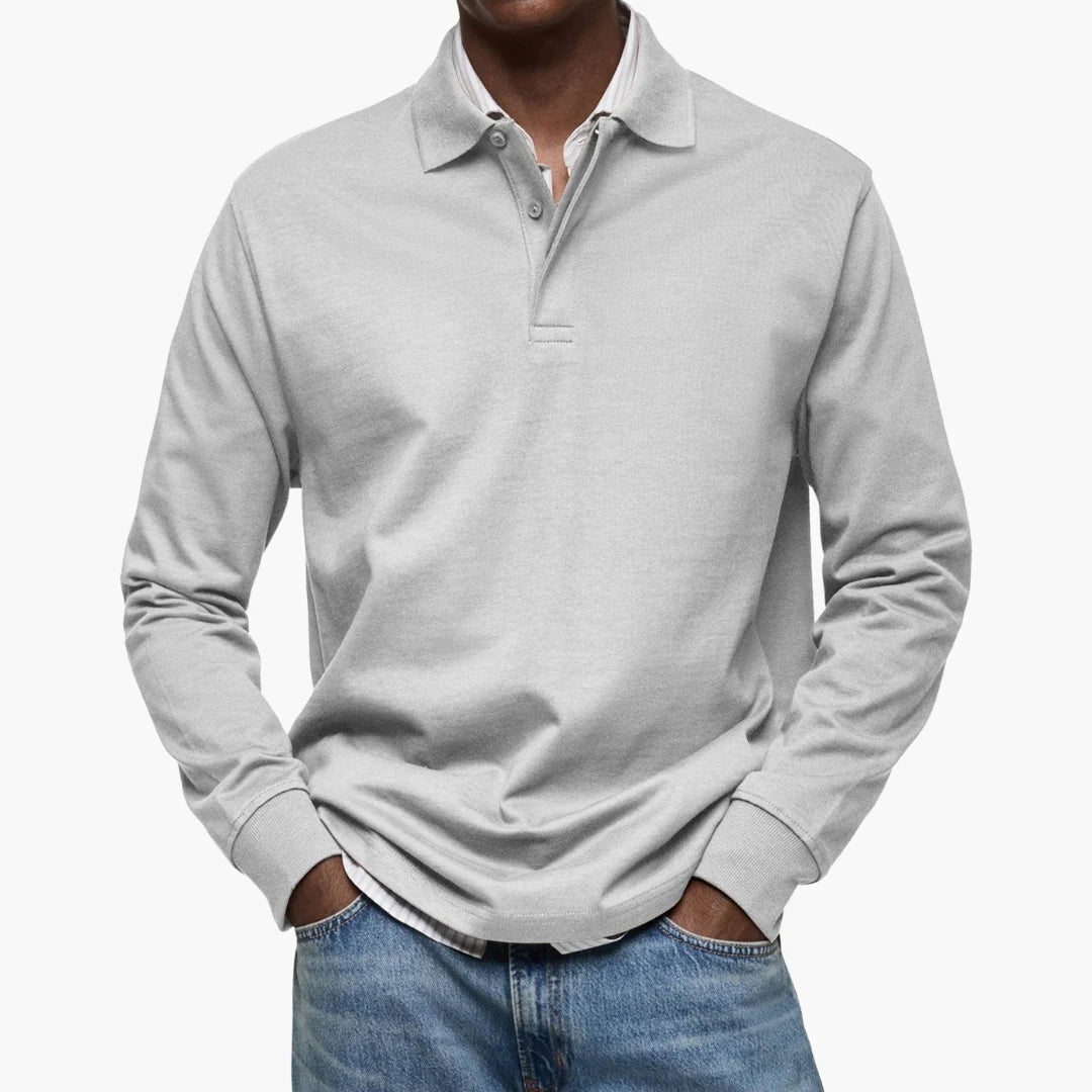 Herren Poloshirt Langarm Klassisch Atmungsaktiv für Freizeit und Büro