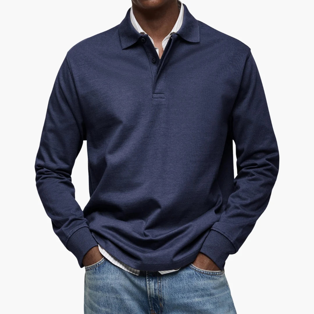 Herren Poloshirt Langarm Klassisch Atmungsaktiv für Freizeit und Büro