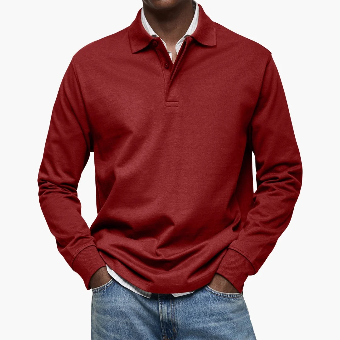 Herren Poloshirt Langarm Klassisch Atmungsaktiv für Freizeit und Büro