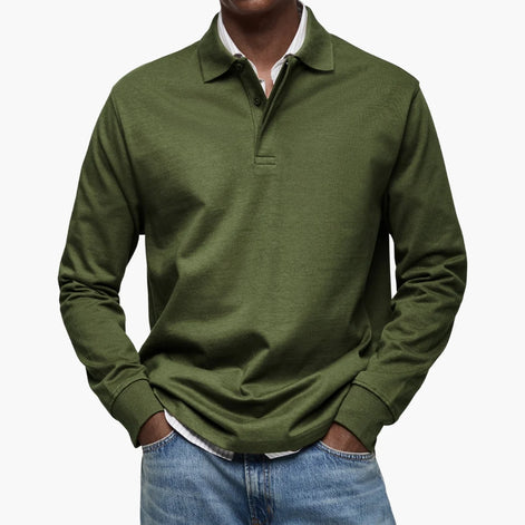 Herren Poloshirt Langarm Klassisch Atmungsaktiv für Freizeit und Büro