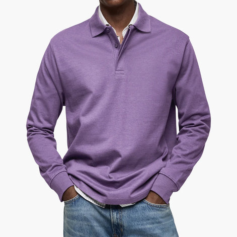 Herren Poloshirt Langarm Klassisch Atmungsaktiv für Freizeit und Büro