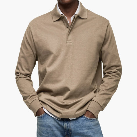 Herren Poloshirt Langarm Klassisch Atmungsaktiv für Freizeit und Büro
