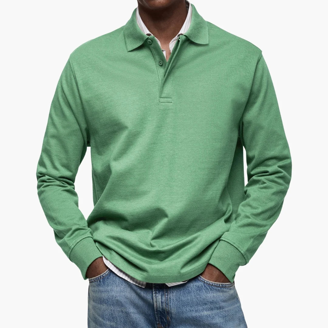 Herren Poloshirt Langarm Klassisch Atmungsaktiv für Freizeit und Büro