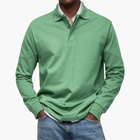 Herren Poloshirt Langarm Klassisch Atmungsaktiv für Freizeit und Büro