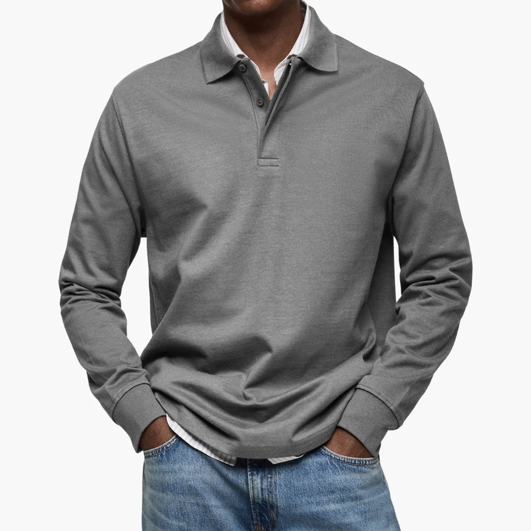 Herren Poloshirt Langarm Klassisch Atmungsaktiv für Freizeit und Büro