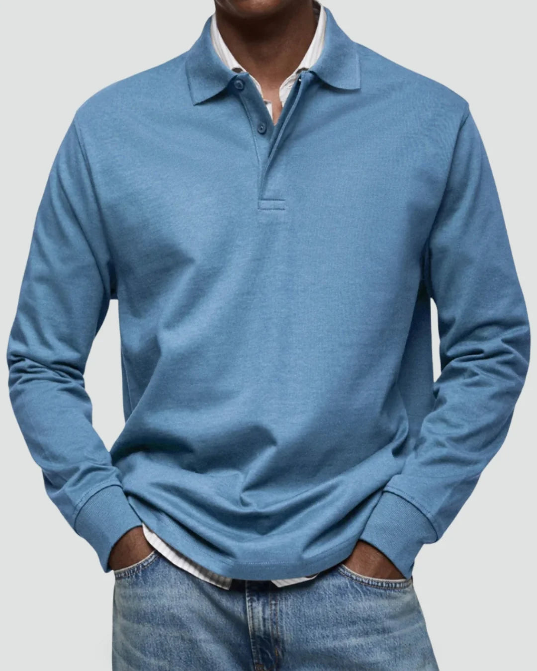 Herren Poloshirt Langarm Klassisch Atmungsaktiv für Freizeit und Büro