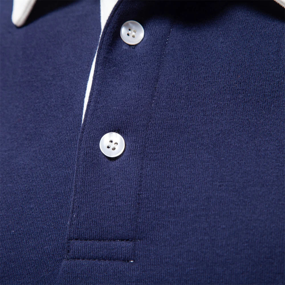 Herren Poloshirt Slim Fit Langarm Freizeitmode