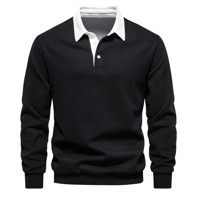 Herren Poloshirt Slim Fit Langarm Freizeitmode