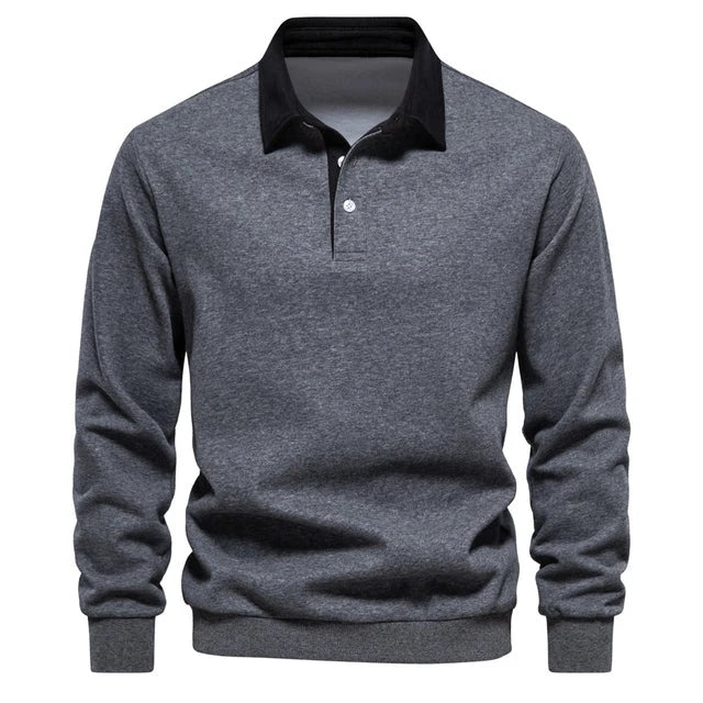 Herren Poloshirt Slim Fit Langarm Freizeitmode