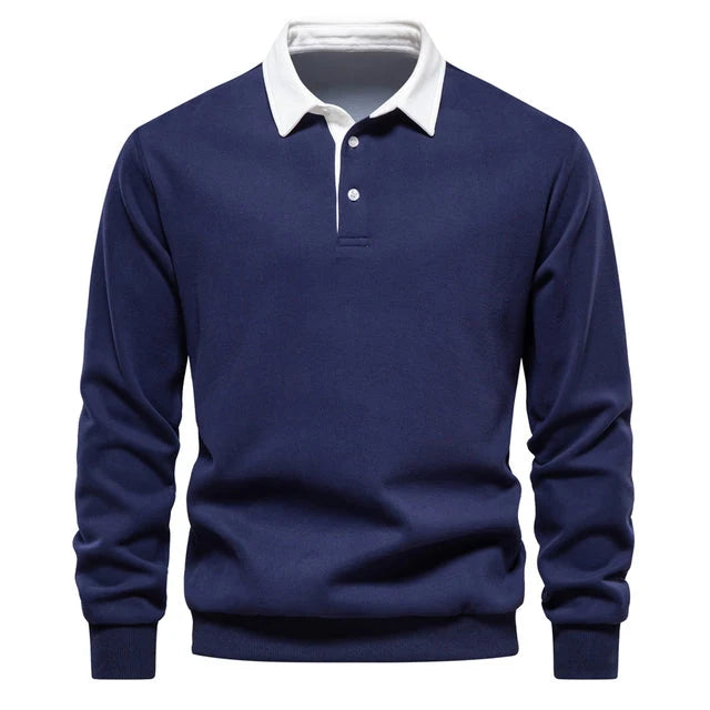 Herren Poloshirt Slim Fit Langarm Freizeitmode