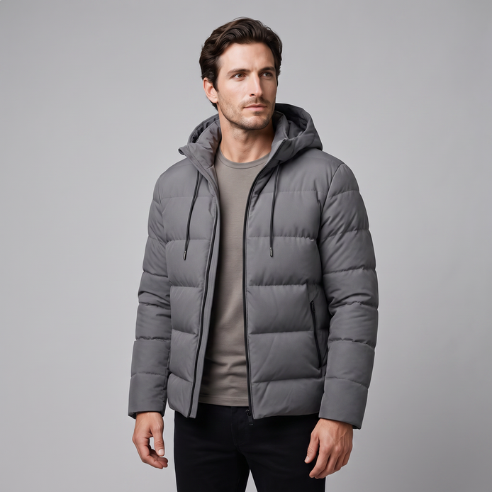 Herren Puffer-Winterjacke mit gesteppter Isolierung