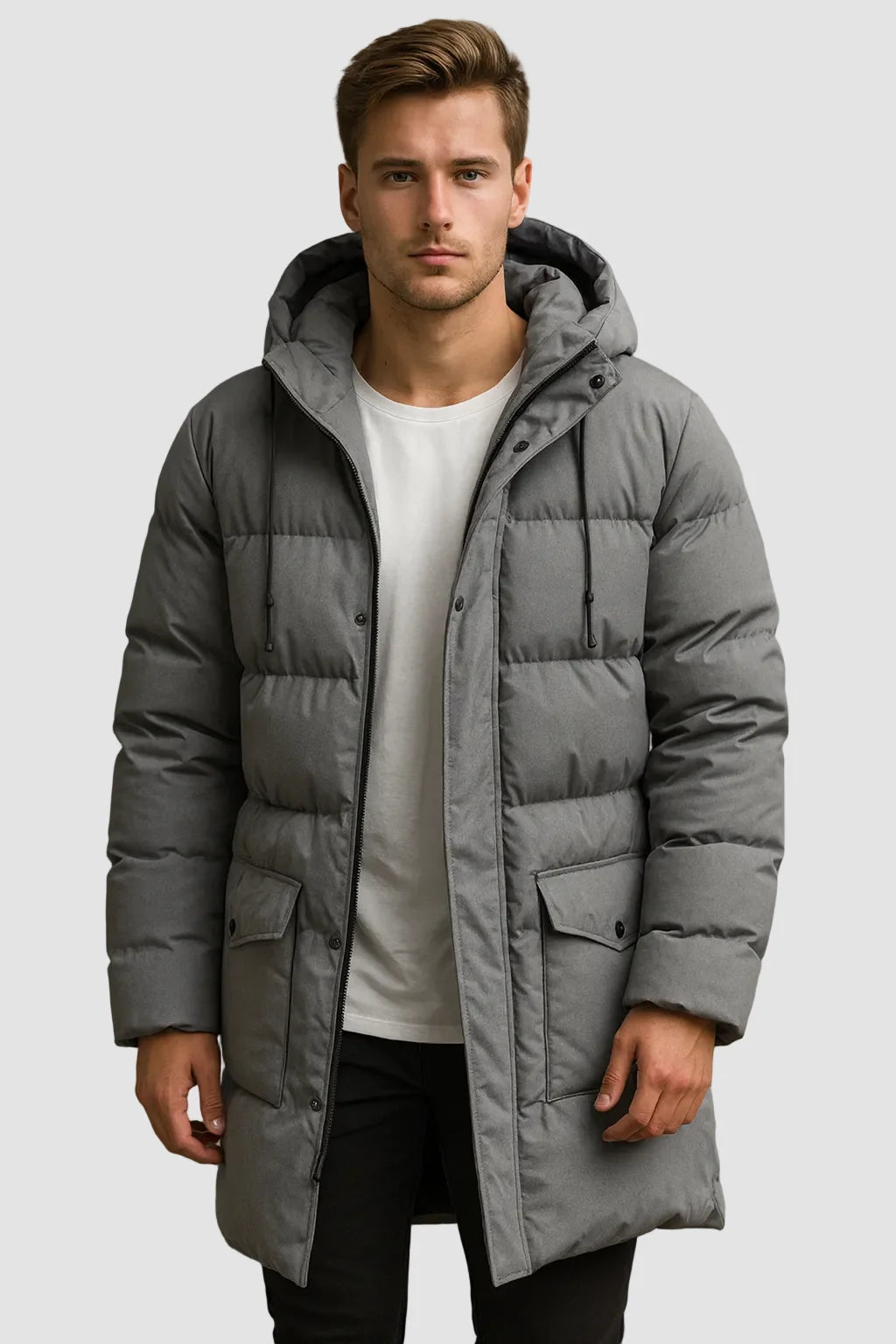 Herren Pufferjacke mit Kapuze in großen Größen bis 8XL