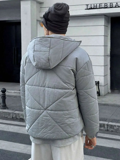 Herren Pufferjacke mit Kapuze und Steppmuster