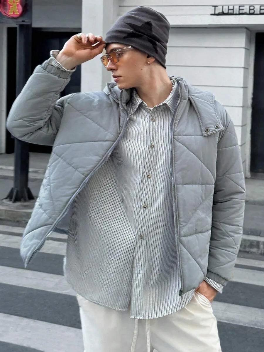 Herren Pufferjacke mit Kapuze und Steppmuster