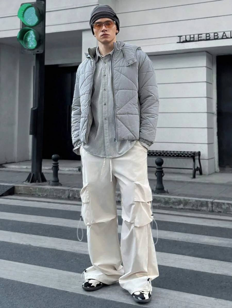 Herren Pufferjacke mit Kapuze und Steppmuster