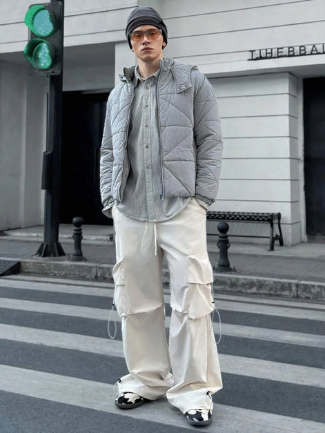 Herren Pufferjacke mit Kapuze und Steppmuster
