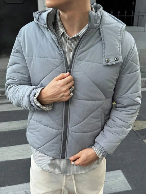 Herren Pufferjacke mit Kapuze und Steppmuster