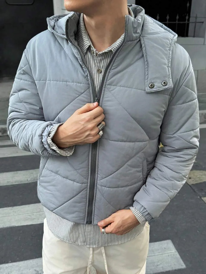 Herren Pufferjacke mit Kapuze und Steppmuster