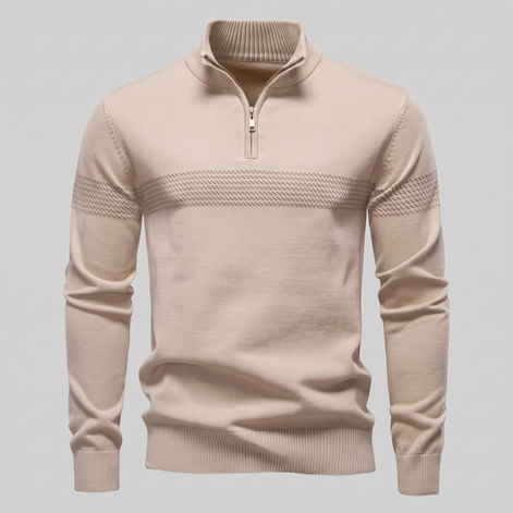 Herren Pullover mit Chevron-Streifen und Quarter-Zip