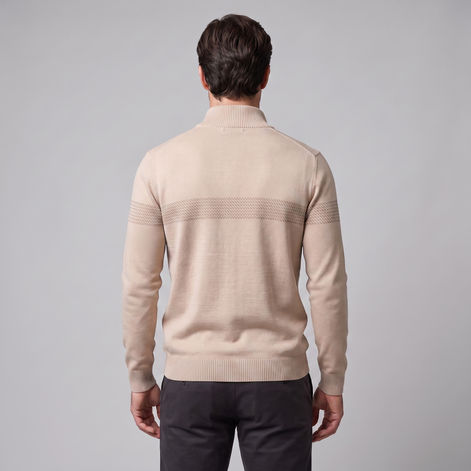 Herren Pullover mit Chevron-Streifen und Quarter-Zip